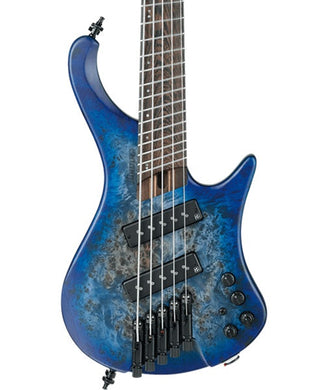 Ibanez Bajo Eléctrico 5 Cuerdas Azul Veteado Mate EHB1505MS-PLF con Funda, Bass Workshop