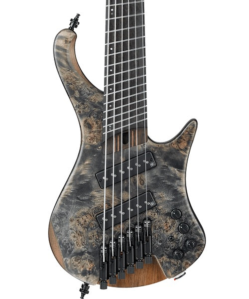 Ibanez Bajo Eléctrico 6 Cuerdas Negro Veteado Mate EHB1506MS-BIF con Funda, Bass Workshop