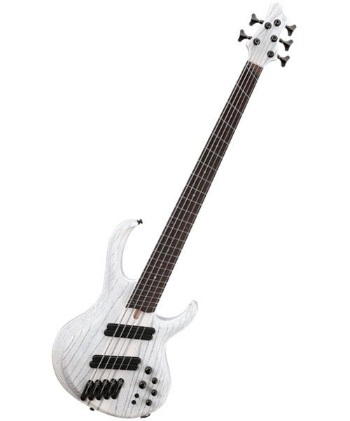 Exclusiva en Veerkamp Online Bajo Eléctrico Ibanez 5 Cuerdas BTB865MS-TWF Entintado Blanco Mate con Estuche, Serie BTB Bass Workshop
