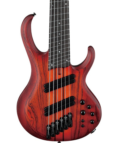 Bajo Eléctrico Ibanez 6 Cuerdas BTB866MS-BRF Café Sombreado Mate con Estuche, Serie BTB Bass Workshop