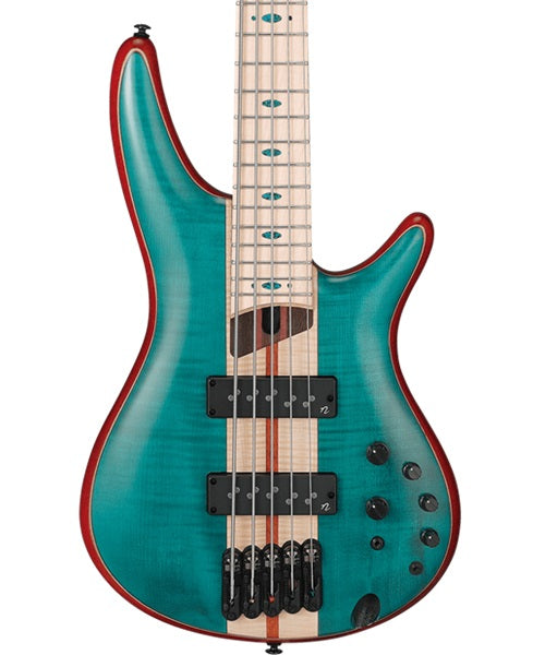 Ibanez Bajo Eléctrico 5 Cuerdas Verde Mate SR1425B-CGL con Funda, SR Premium