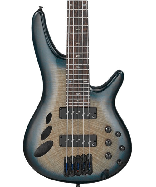 Exclusiva en Veerkamp Online Ibanez Bajo Eléctrico 5 Cuerdas Natural/Sombreado Azul Mate SRD905-CTL, Serie SR Bass Workshop