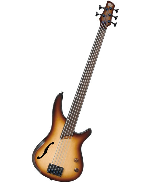 Exclusiva en Veerkamp Online Ibanez Bajo Eléctrico 5 Cuerdas Natural/Sombreado Café Mate SRH505F-NNF Fretless, Serie SR Bass Workshop