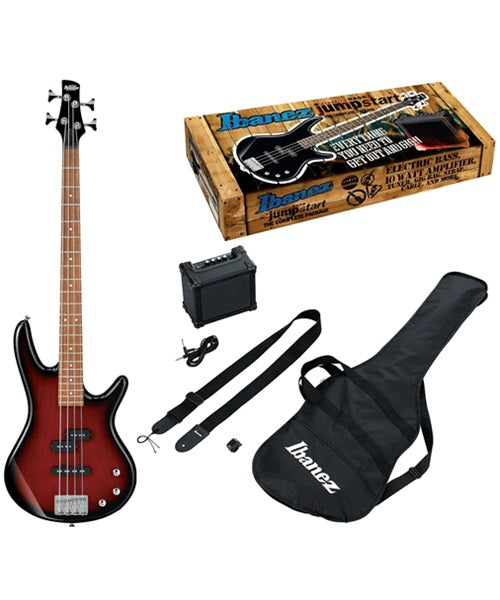 Ibanez Bajo Eléctrico Entintado Café/Sombreado Negro con Combo y Accesorios IJSR190N-WNS, Serie Jumpstart