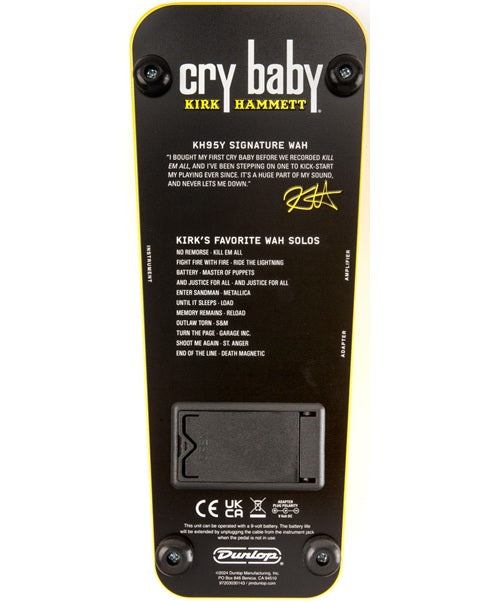 “Exclusiva en Veerkamp Online” Dunlop Pedal de Efecto Cry Baby KH95Y Amarillo Brillante Wah Kirk Hammett Edición Limitada