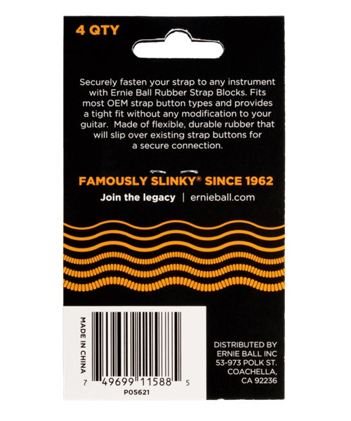 Ernie Ball Seguros para Tahalí 5621, Plástico Anaranjado (4 pzas)
