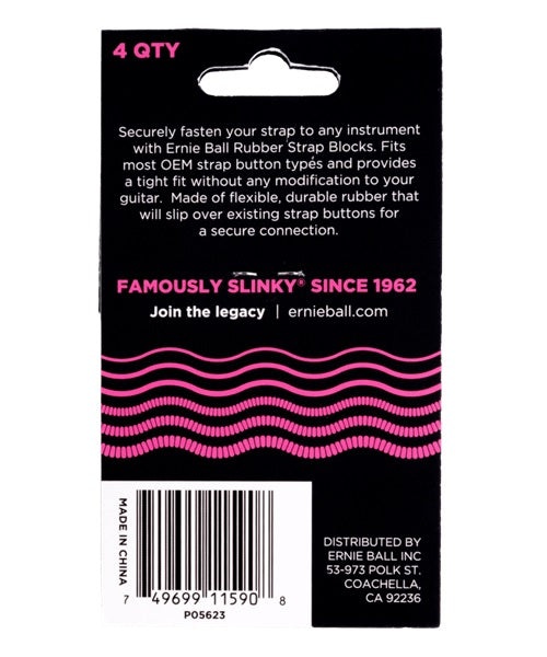 Ernie Ball Seguros para Tahalí 5623, Plástico Rosa (4 pzas)