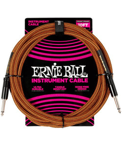 Ernie Ball Cable Braided 6468 Negro/Anaranjado 3.048 Mts. Recto/Recto