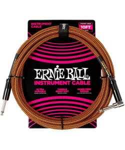 Ernie Ball Cable Braided 6470 Negro/Anaranjado 3.048 Mts. Recto/Angulado