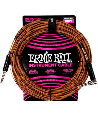 Ernie Ball Cable Braided 6471 Negro/Anaranjado 5.4864 Mts. Recto/Angulado
