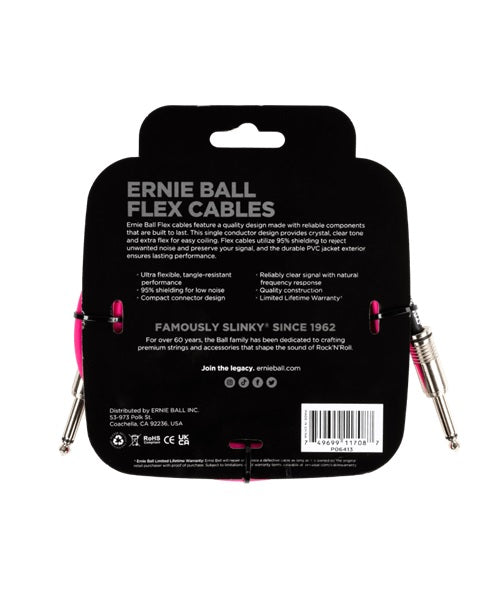 Ernie Ball Cable Flex 6413 Rosa 3.048 Mts. Recto/Recto