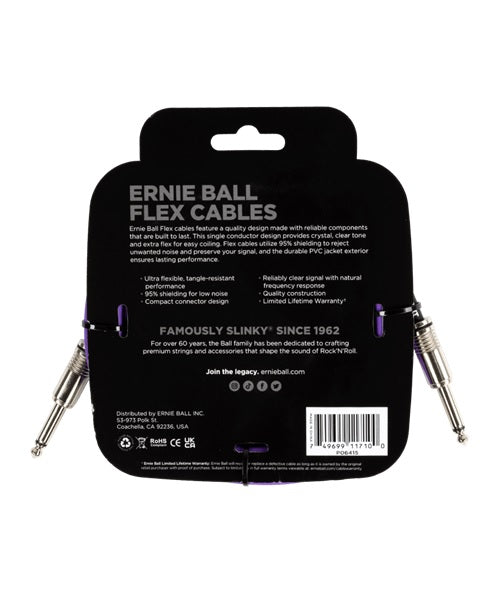 Ernie Ball Cable Flex 6415 Morado 3.048 Mts. Recto/Recto