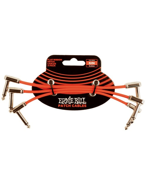 Cable Ernie Ball Flat Ribbon 6402 Rojo Angulado/Angulado 3 Piezas 15.24cm