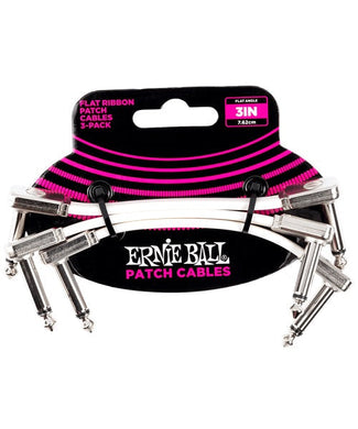 Ernie Ball Cables Flat Ribbon 6384 Blanco 0.0762 Mts. Angulado/Angulado, 3 Piezas