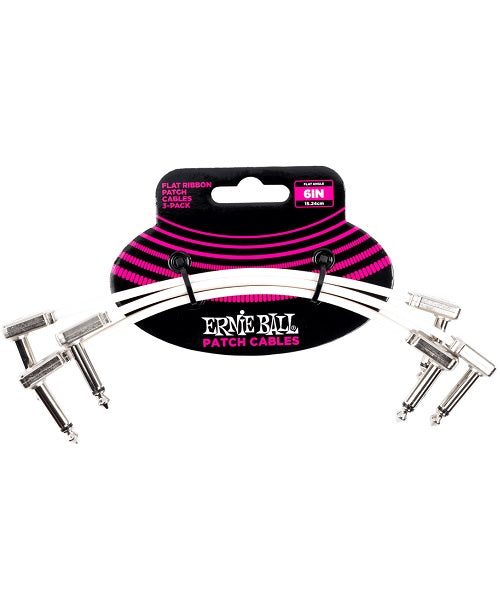 Cables Ernie Ball Flat Ribbon 6385 Blanco Angulado/Angulado 3 Piezas 15.24 cm