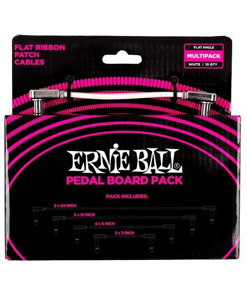 Cables Ernie Ball Flat Ribbon 6387 Blanco Angulado/Angulado 10 Piezas para Pedal Board