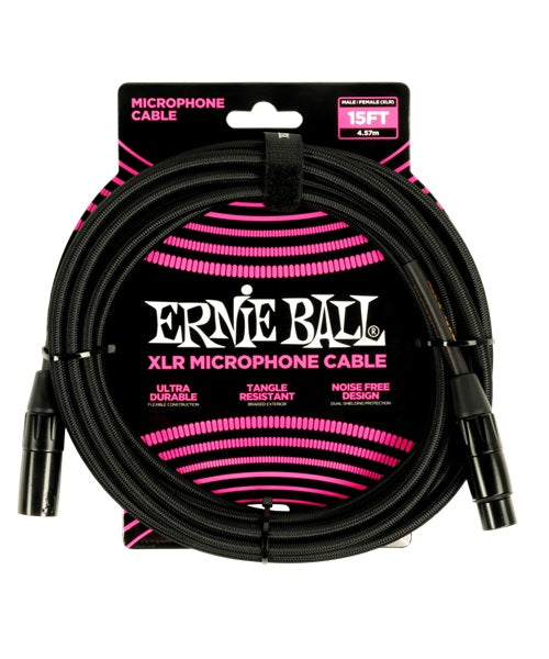 Ernie Ball Cable para Micrófono 4.572 Mts. 6391, Negro XLR Male/Female
