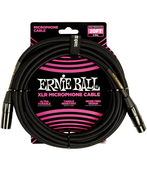 Cable Ernie Ball 6392 para Micrófono Negro XLR Macho/Hembra 6.09m