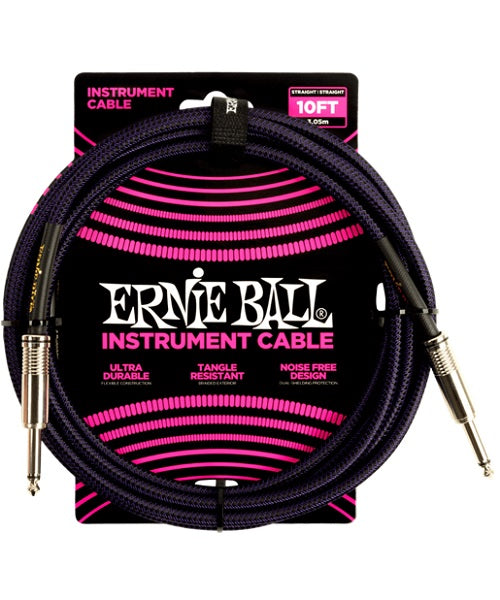 Cable Ernie Ball Braided 6393 Morado/Negro Recto/Recto 3.048m