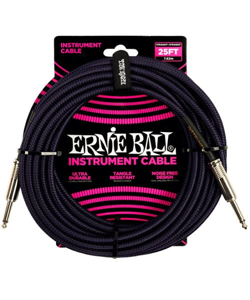 Cable Ernie Ball Braided 6397 Morado/Negro Recto/Recto 7.620m