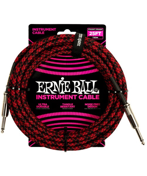 Cable Ernie Ball Braided 6398 Rojo/Negro Recto/Recto 7.620m