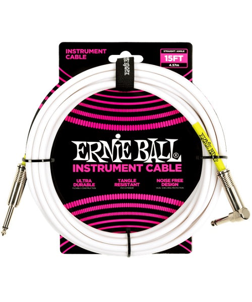 Cable Ernie Ball Braided 6400 Blanco Recto/Angulado 4.57m