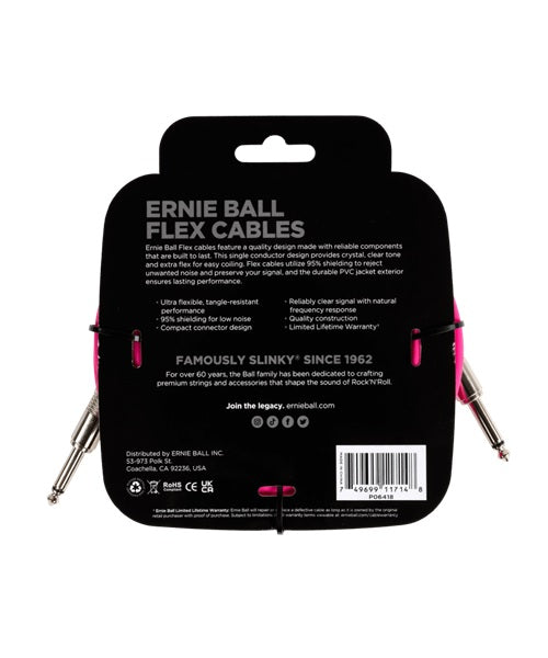 Ernie Ball Cable Flex 6418 Rosa 6.10 Mts. Recto/Recto