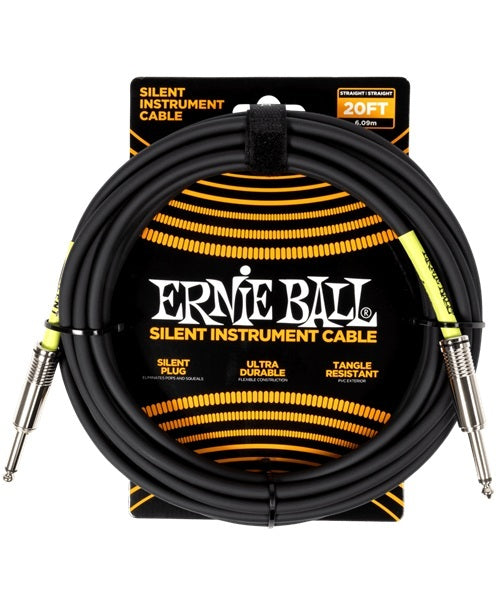 Ernie Ball Cable 6473 Negro 6.096 Mts. Recto/Recto, Classic Silent