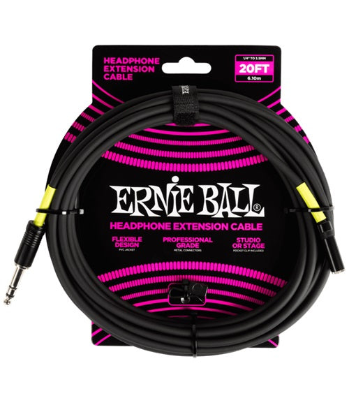 Ernie Ball Cable de Extensión para Auriculares 6423 Negro 6.096 Mts. 1/4 - 3.5mm
