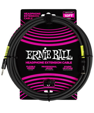 Ernie Ball Cable de Extensión para Auriculares 6424 Negro 3.048 Mts. 3.5mm - 3.5mm