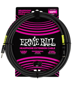 Ernie Ball Cable de Extensión para Auriculares 6424 Negro 3.048 Mts. 3.5mm - 3.5mm