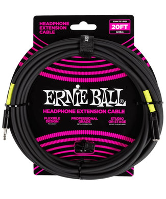 Ernie Ball Cable de Extensión para Auriculares 6425 Negro 6.096 Mts. 3.5mm - 3.5mm