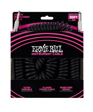 Ernie Ball Cable Coiled 6044 Negro 9.14 Mts. Recto/Recto