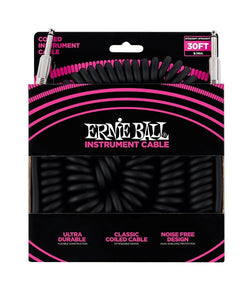 Ernie Ball Cable Coiled 6044 Negro 9.14 Mts. Recto/Recto