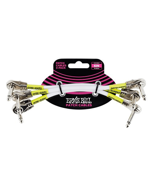 Cables de Parcheo Ernie Ball Flat Patch 6052 Blanco Angulado/Angulado 3 Piezas 15cm