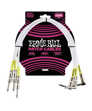 Ernie Ball Cables Patch 6059 Blanco 0.46 Mts. Angulado/Angulado 3 Piezas