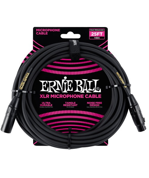 Cable Ernie Ball Clásico 6073 para Micrófono Negro 7.62m