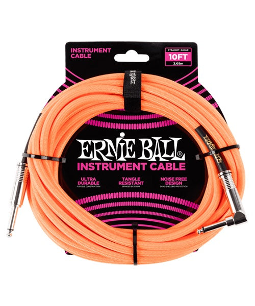 Cable Ernie Ball Braided 6079 Anaranjado Fosforescente Recto/Angulado 3.05m