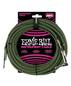 Ernie Ball Cable Braided 6082 Negro/Verde 5.49 Mts. Recto/Angulado