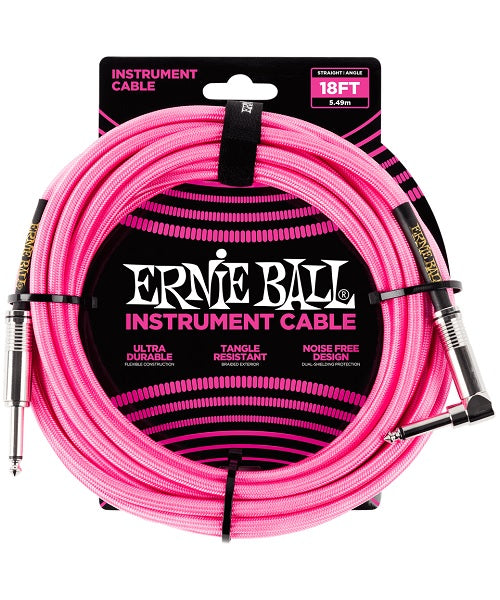 Cable Ernie Ball Braided 6083 Rosa Fosforescente Recto/Angulado 5.49m