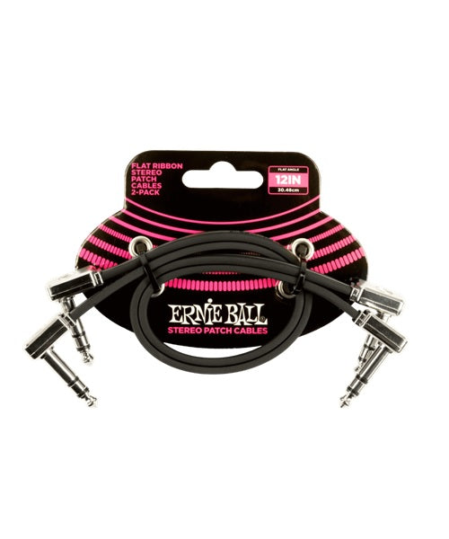 Cable Estéreo Ernie Ball Flat Ribbon 6405 Negro Angulado/Angulado 2 Piezas 30.48cm