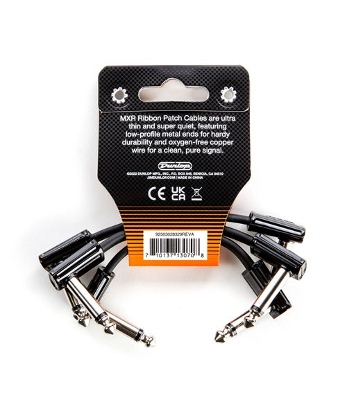 Dunlop MXR Cable 3PDCPR03, 0.0762 MTS. Negro, Angulado/Angulado, 3 pzas