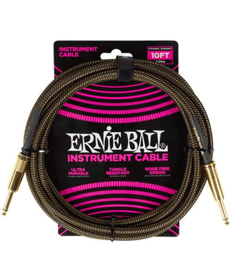 Ernie Ball Cable Braided 6428 Negro/Ámbar 3.048 Mts. Recubierto Recto/Recto