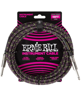 Ernie Ball Cable Braided 6431 Morado/Rosa/Verde 5.486 Mts. Recubierto Recto/Recto