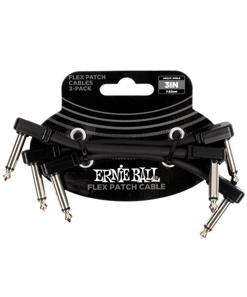 Ernie Ball Cable Flex Patch 6443 Negro 0.0762 Mts. Angulado/Angulado, 3 pzas