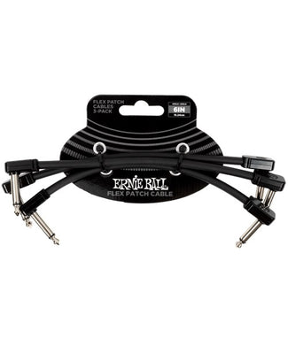 Ernie Ball Cable Flex Patch 6444 Negro 0.1524 Mts. Angulado/Angulado, 3 pzas