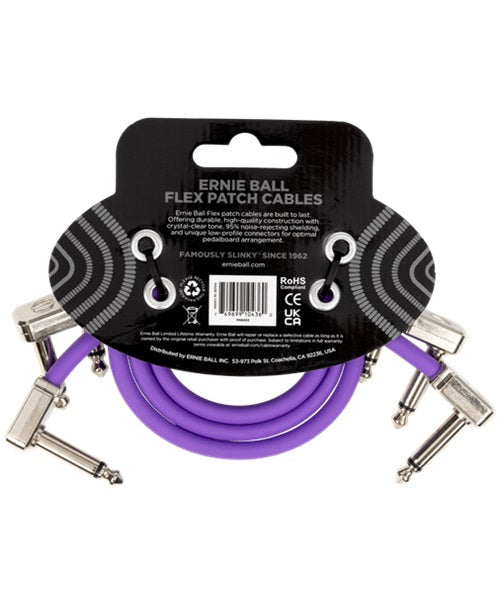 Ernie Ball Cable Flex Patch 6453 Morado 0.3048 Mts. Angulado/Angulado, 3 pzas