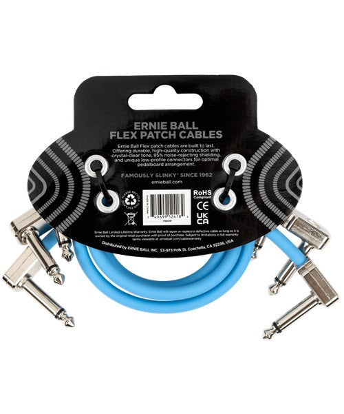 Ernie Ball Cable Flex Patch 6461 Azul 0.3048 Mts. Angulado/Angulado, 3 pzas