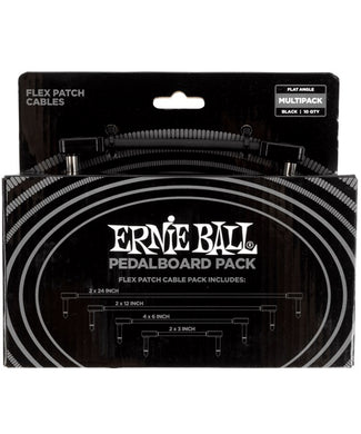 Ernie Ball Cables Flex Patch 6462 Negro Angulado/Angulado, 10 Piezas, Pedal Board Multi-Pack