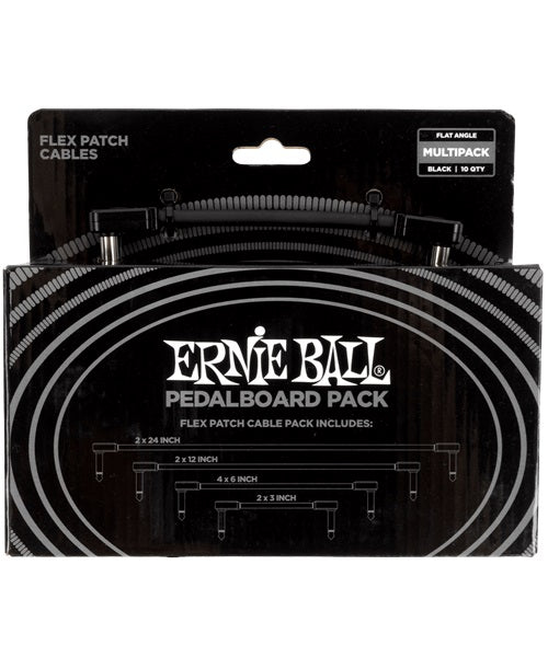 Cables de Parcheo Ernie Ball Flex Patch 6462 Negro Angulado/Angulado 10 Piezas Multi-Pack